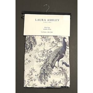 Laura Ashley Belvedere Peacock Curtains 2 Panels Navy Blue Green Ivory 38”x 96”